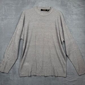 VTG Bachrach Mens Grey Ribbed Knit Sweater Pullover Long Sleeve Made in Italy XL